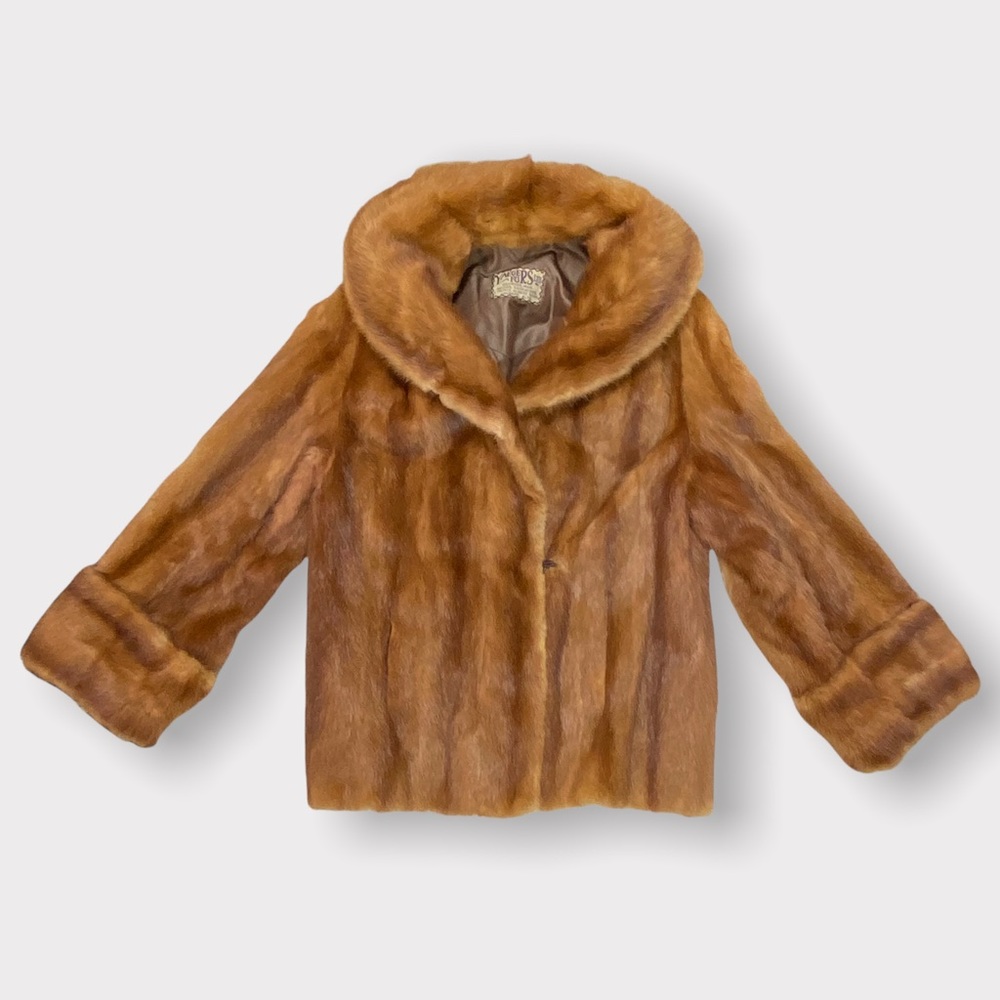 Vintage 50’s - 70’s Canadian High Neck Fur Coat in Petite / Cropped Length XS/S
